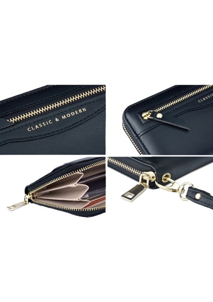 Bayan Cüzdan Fermuarlı Çanta Değişiklik Uzun Kart Yuvası Düşüş Kart Tutucu (Yurt Dışından) indirimleri