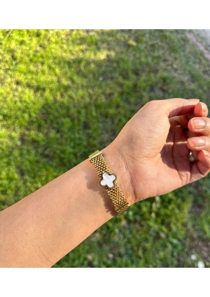 Yonca Detay Hasır Zincir Bileklik