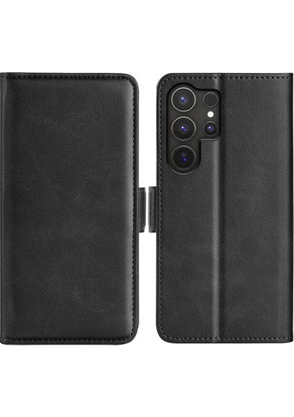Samsung Galaxy S25 Ultra Standlı Kılıf Dana Dokulu Deri Cüzdan Telefon Kılıfı (Yurt Dışından)
