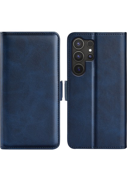 Samsung Galaxy S25 Ultra Standlı Kılıf Dana Dokulu Deri Cüzdan Telefon Kılıfı (Yurt Dışından)