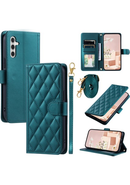 Samsung Galaxy S25 Plus Cüzdan Kılıf Eşkenar Dörtgen Izgara Pu Deri Telefon Kapağı (Yurt Dışından)