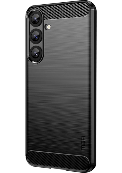 Samsung Galaxy S25 Plus Fırçalanmış Doku Karbon Fiber Yumuşak Tpu Kılıf (Yurt Dışından)