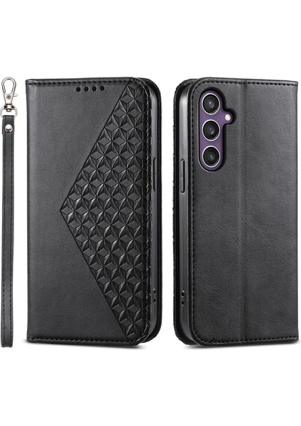 Samsung Galaxy S25 Plus Cüzdanlı Buzağı Dokulu Pu Deri Telefon Kılıfı (Yurt Dışından)