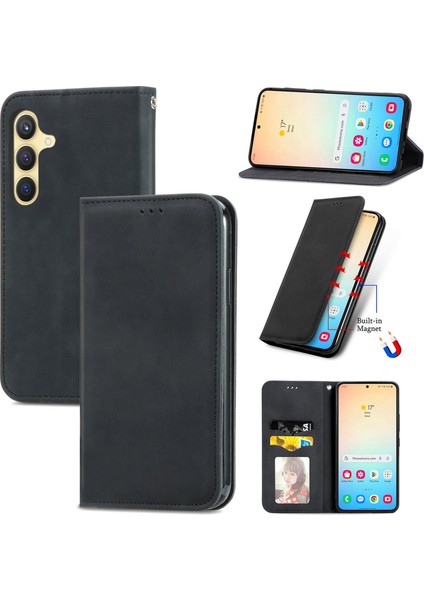 Samsung Galaxy S25 Plus Kart Tutuculu Deri Telefon Kılıfı (Yurt Dışından)