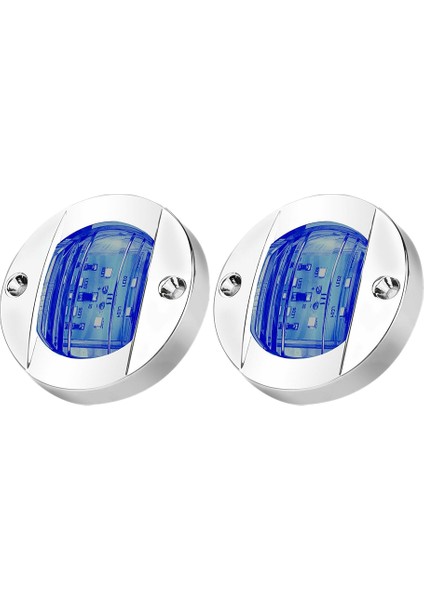 2x DC12V Yuvarlak Deniz Teknesi LED Nezaket Işıkları Kabin Güverte Kıç 6 LED Yan Işaret Işığınavigasyon Işığı Mavi (Yurt Dışından)