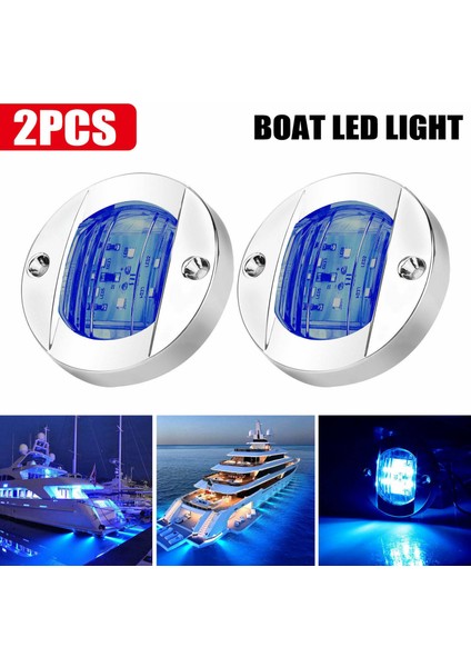 2x DC12V Yuvarlak Deniz Teknesi LED Nezaket Işıkları Kabin Güverte Kıç 6 LED Yan Işaret Işığınavigasyon Işığı Mavi (Yurt Dışından)