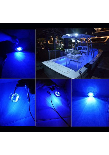 2x DC12V Yuvarlak Deniz Teknesi LED Nezaket Işıkları Kabin Güverte Kıç 6 LED Yan Işaret Işığınavigasyon Işığı Mavi (Yurt Dışından)