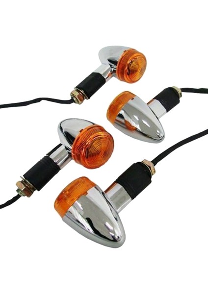 Motosiklet Dönüş Sinyalleri Krom Mermi Ön Arka Işıklar Honda Kawasaki Suzuki Yamaha Bobber Chopper (4 Adet) (Yurt Dışından)