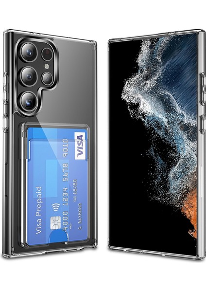 Samsung Galaxy S25 Ultra Şeffaf Kılıf Tpu+Pc+Kart Tutuculu Akrilik Cep Telefonu Kılıfı (Yurt Dışından)