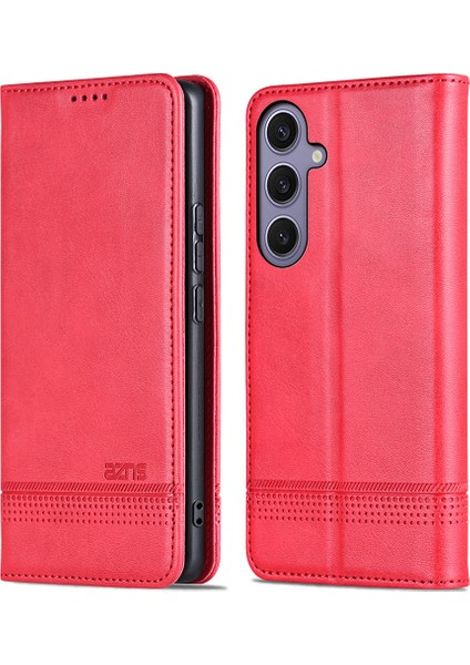 Samsung Galaxy S25 Plus Sığır Derisi Dokulu Pu Deri Cüzdan Telefon Kılıfı (Yurt Dışından)