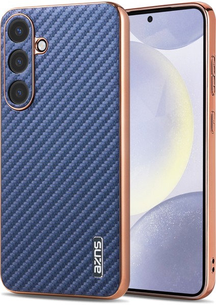 Samsung Galaxy S25 Plus Elektro Kaplama Karbon Fiber Doku Pu+Tpu Telefon Kapağı (Yurt Dışından)