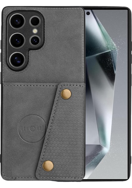 Samsung Galaxy S25 Ultra Kart Yuvaları Kickstand Deri + Tpu Telefon Kapağı (Yurt Dışından)