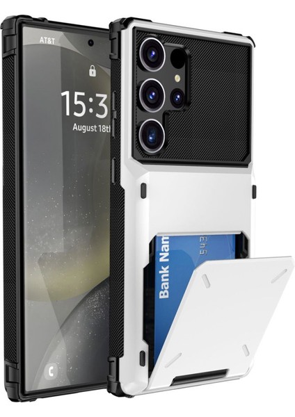 Samsung Galaxy S25 Ultra Pc+Tpu Çift Katmanlı Arka Telefon Kapağı, Kart Tutuculu (Yurt Dışından)