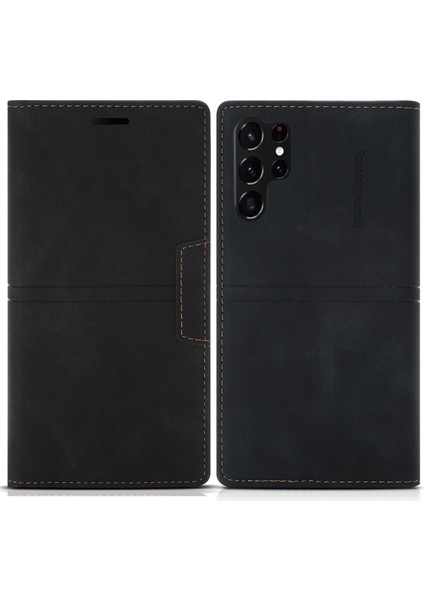 Samsung Galaxy S25 Ultra Cüzdan Kılıf Manyetik Kapanış Deri Telefon Kapağı (Yurt Dışından)