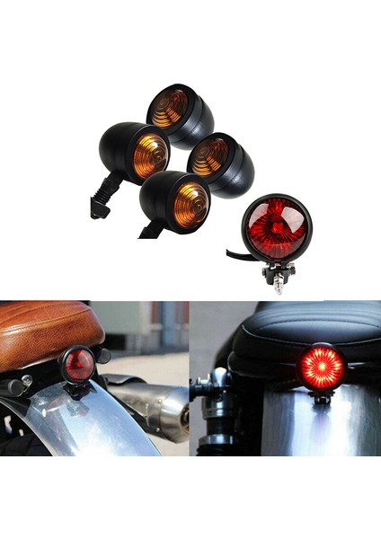 5 Adet/takım Motosiklet Dönüş Sinyalleri Arka Stop Lambaları Fren Stop Lambası Cafe Racer Bobber Chopper Için (Yurt Dışından)
