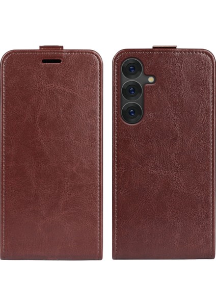 Samsung Galaxy S25 Plus Kart Yuvaları ile Dikey Çevirme Deri Telefon Kapağı (Yurt Dışından)