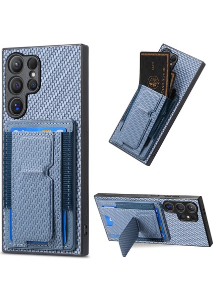 Samsung Galaxy S25 Ultra Kart Tutucu Deri + Tpu Kickstand Telefon Kılıfı (Yurt Dışından)