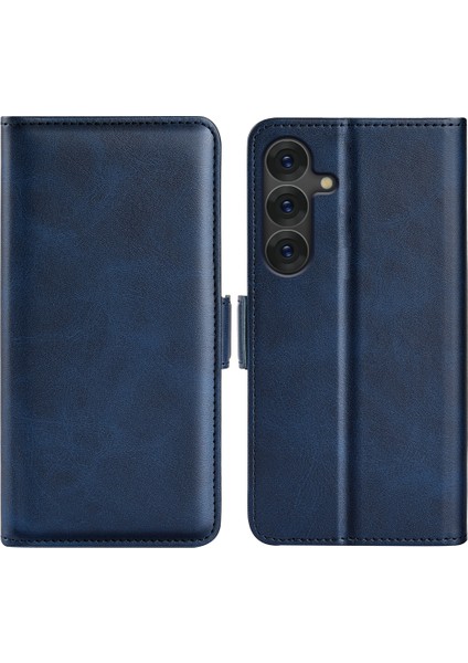 Samsung Galaxy S25 Standlı Kılıf Buzağı Dokulu Deri Cüzdan Telefon Kapağı (Yurt Dışından)