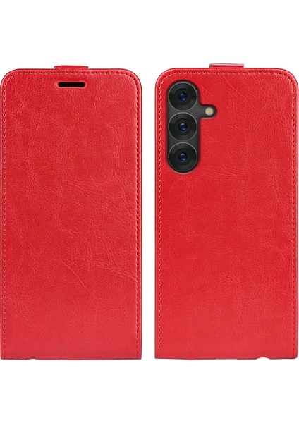 Samsung Galaxy S25 Plus Kart Yuvaları ile Dikey Çevirme Deri Telefon Kapağı (Yurt Dışından)