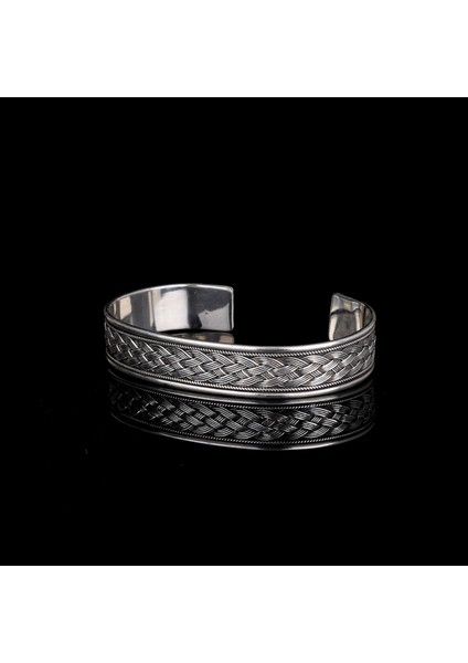 925 AyarGümüş Örgü Motifli Erkek Kelepçe Bileklik Modeli fiyatları