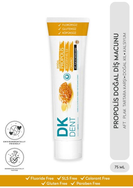 DKDENT Propolis Florürsüz Doğal Diş Macunu 75 ml