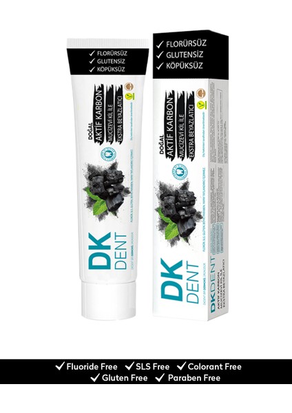 DKDENT Aktif Karbonlu Florürsüz Diş Doğal Macunu 75 ml fırsatları