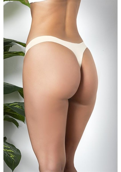 3'lü Paket Dikişsiz, Iz Yapmaz, Lazer Kesim, String Külot Ekru (BRF21262)