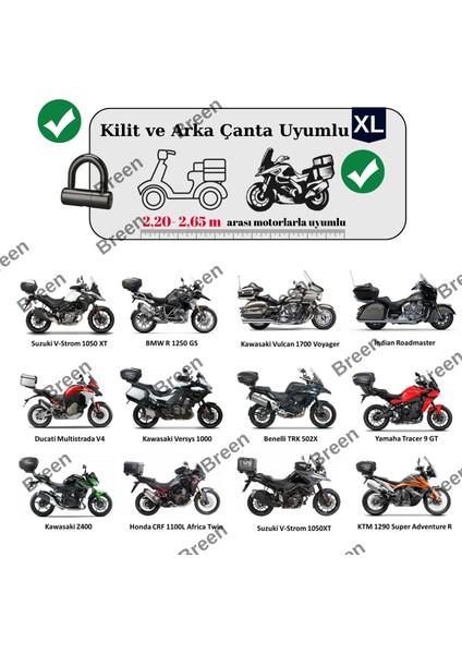 Tüm Modellere Uyumlu Gri (XL) Beden Motosiklet Brandası, Arka Çanta ve Kilit Uyumlu, Güvenli, Su Geçirmez Dayanıklı Kumaş modelleri