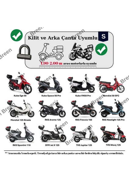 Tüm Modellere Uyumlu Gri (S) Beden Motosiklet Brandası, Arka Çanta ve Kilit Uyumlu, Güvenli, Su Geçirmez Dayanıklı Kumaş modelleri