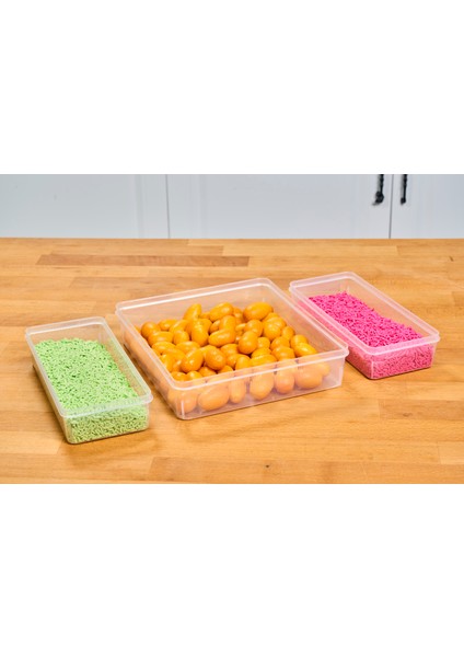 Saklama Kabı Soft Kapak 3 Lü Set ( 2 Adt 1.1 Lt ) + ( 1 Adt 3 Lt ) Pudra Pembe Dondurucu Kabı