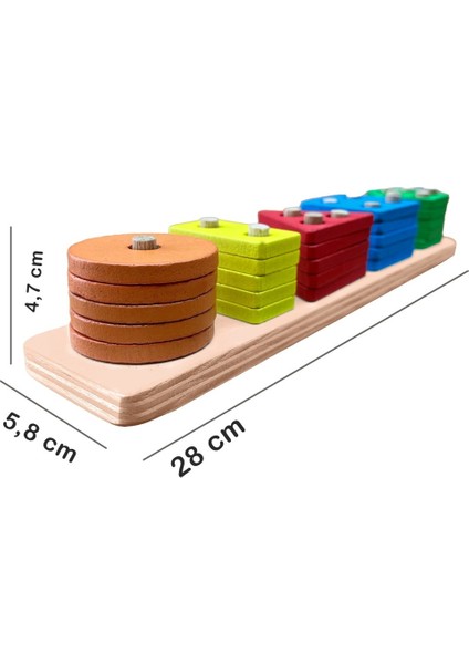 Doğal Ahşap Eğitici Oyuncak 5'li Geometrik Şekiller modelleri