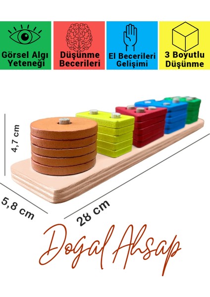 Doğal Ahşap Eğitici Oyuncak 5'li Geometrik Şekiller fırsatları