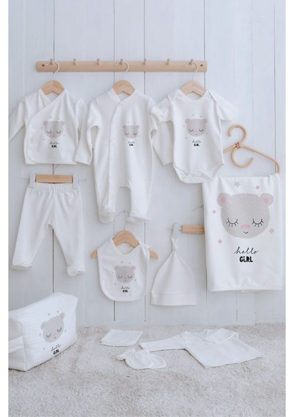 Organik 11'li Hastane Çıkışı - Pure Baby - Kız Bebek Ayıcık