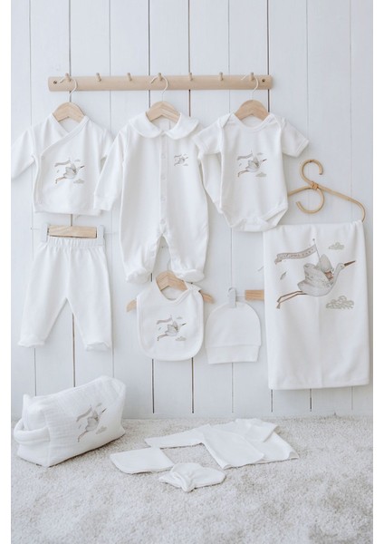 Organik 11'li Hastane Çıkışı - Royal Series - Welcome Baby Stork