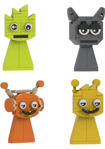 Sprunki Model Figür Parçacık Yaratıcı Oyuncak Yapı Taşı 4 Parçalı Set (Yurt Dışından)