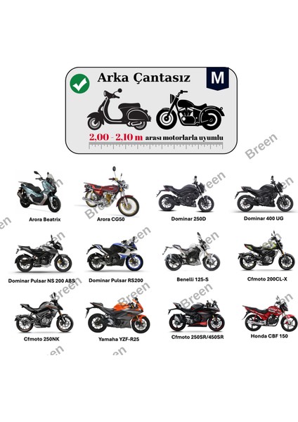 Tüm Modellere Uyumlu Siyah (M) Beden Motosiklet Brandası, Güvenli, Su Geçirmez Dayanıklı Kumaş