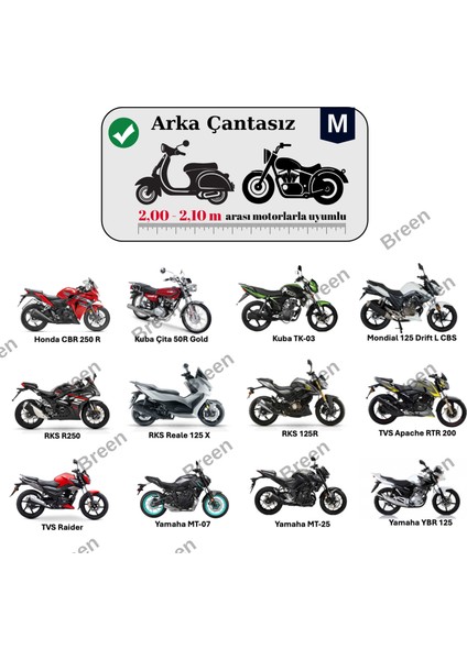 Tüm Modellere Uyumlu Siyah (M) Beden Motosiklet Brandası, Güvenli, Su Geçirmez Dayanıklı Kumaş