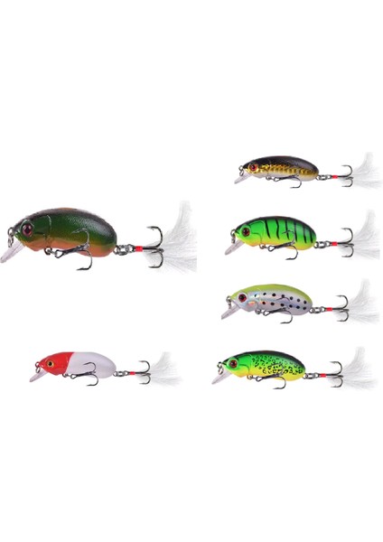 Batan Sahte Balık 1 Adet Yemleri 6cm 10G Minnow Wobblers 8 # Plastik Sert Yapay Yem Tüy Kanca ile Sazan Bas Crankbaits 6 Farklı Renk fiyatları