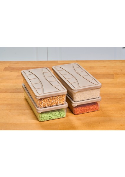 Saklama Kabı Soft Kapak 4 Adet 1.1 Lt Kum Beji Dondurucu,erzak Kabı