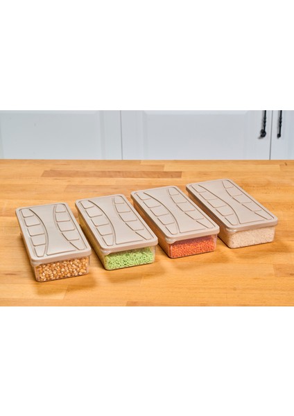 Saklama Kabı Soft Kapak 4 Adet 1.1 Lt Kum Beji Dondurucu,erzak Kabı