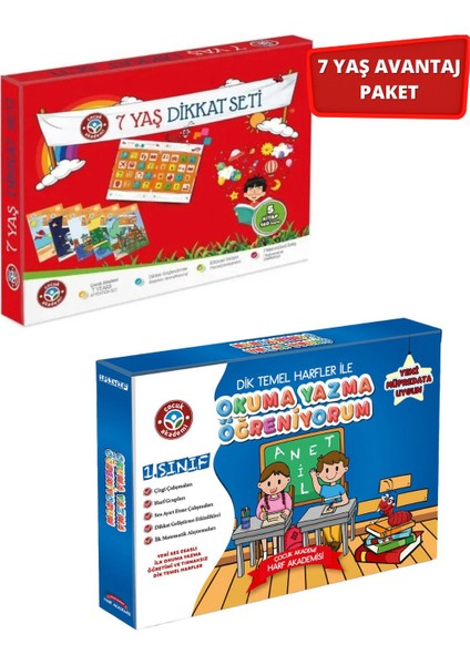 7 Yaş Dikkat ve Okuma Yazma Öğreniyorum Seti Ikili Paket
