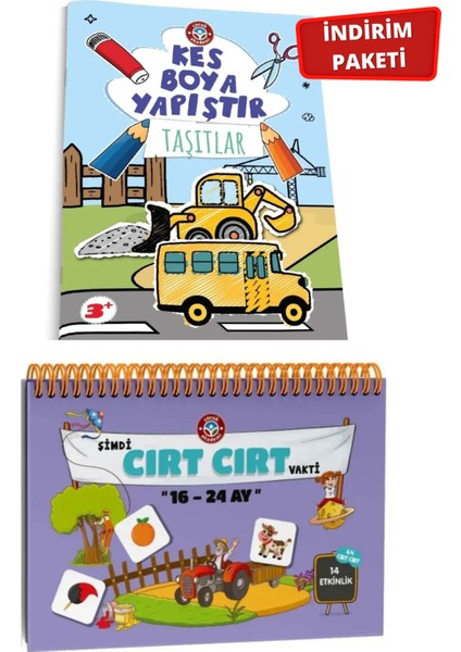 16-24 Ay Cırt Cırtlı Etkinlik Kitabı ve Kes Boya Yapıştır Taşıtlar