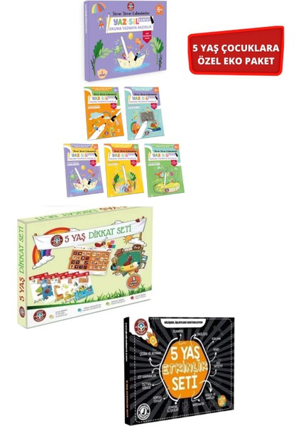 2024 Yeni Müfredat Yaz-Sil Okuma Yazmaya Hazırlık Seti/5 Yaş Etkinlik-Dikkat