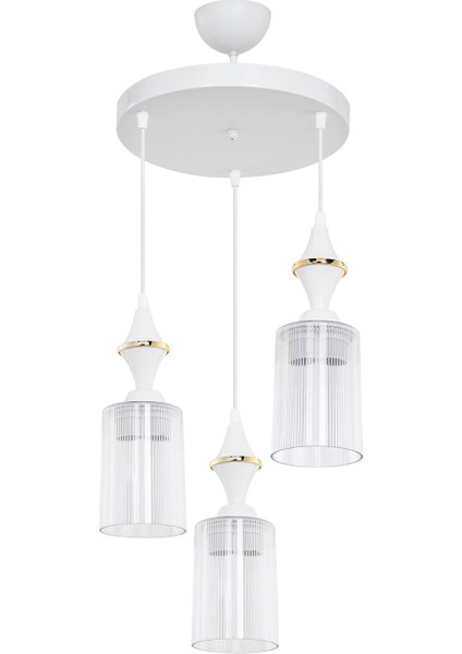 Akses karo beyaz 3'lü şeffaf salon yemek odası oturma odası antre çocuk odası yatak odası avize