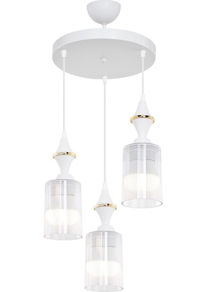 Akses karo beyaz 3'lü şeffaf salon yemek odası oturma odası antre çocuk odası yatak odası avize fiyatları