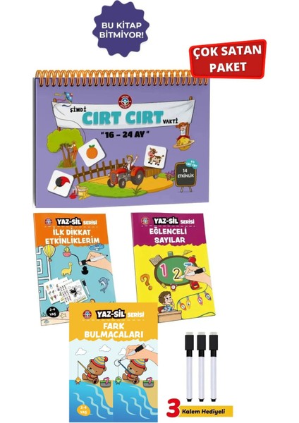 16-24 Ay Cırt Cırtlı Etkinlik Kitabı ve Yaz Sil Serisi-3