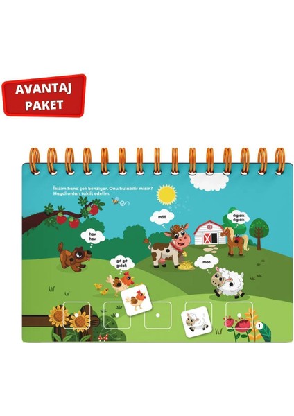 16-24 Ay Cırt Cırtlı Etkinlik Kitabı ve Ilk Adım Zeka Kartı Hayvanlar