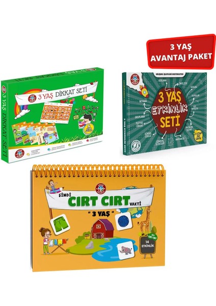 3 Yaş Dikkat-Etkinlik Seti ve 3 Yaş Cırt Cırtlı Vakti Kitabı