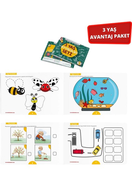 3 Yaş Dikkat-Etkinlik Seti ve 3 Yaş Cırt Cırtlı Vakti Kitabı