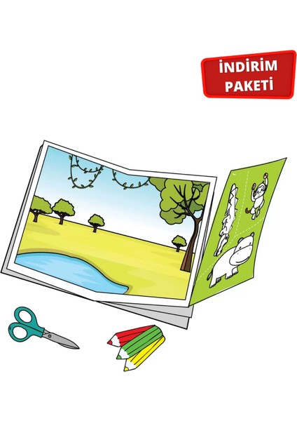 16-24 Ay Cırt Cırtlı Etkinlik Kitabı ve Kes Boya Yapıştır Hayvanlar fırsatları